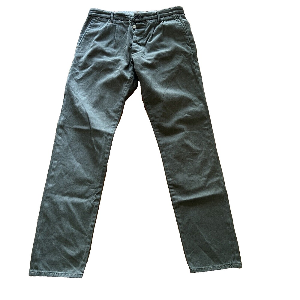 Fortela Men's Santoria Trousers Cotton Green Straight Pants‎ 30 Button Fly Italy
